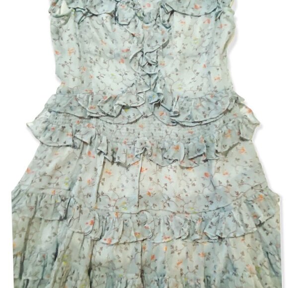 Rebecca Taylor Ruffle Trimmed Floral Vine Silk Mini Dress, in Mint, Size 4, NWT - Picture 9 of 15